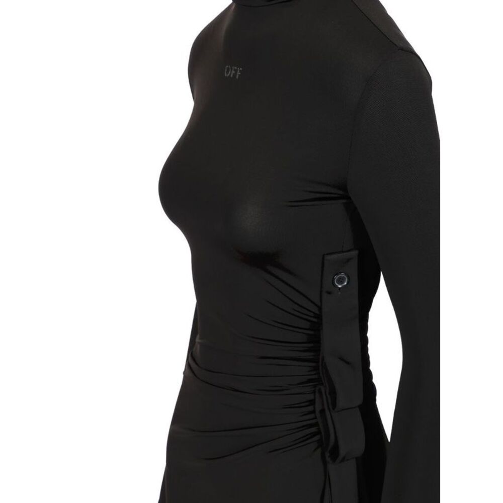 Off-White Women Sec Skin Draped Mini Dress Ls Black - Bl - Picture 5 of 7